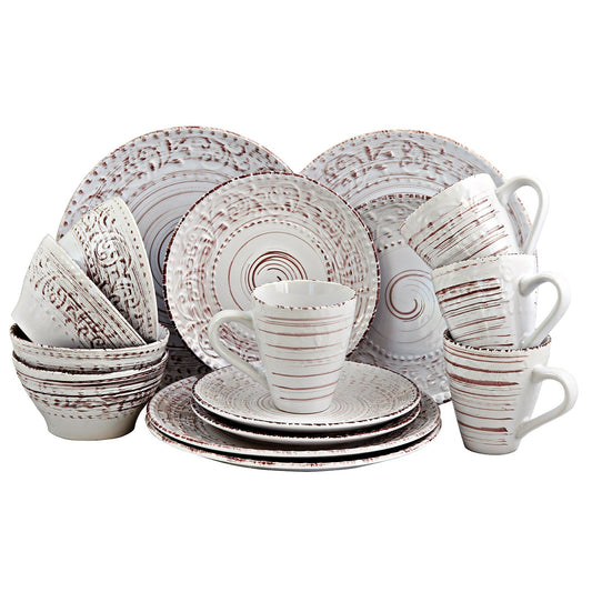 Elama Malibu Sands 16-Piece Dinnerware Set in Shell LuxuryLifeWay Online Store