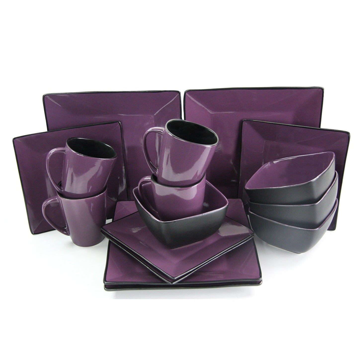Elama Mulberry Loft 16 Piece Modern Premium Stoneware Dinnerware Set with Complete Settings for 4 LuxuryLifeWay Online Store