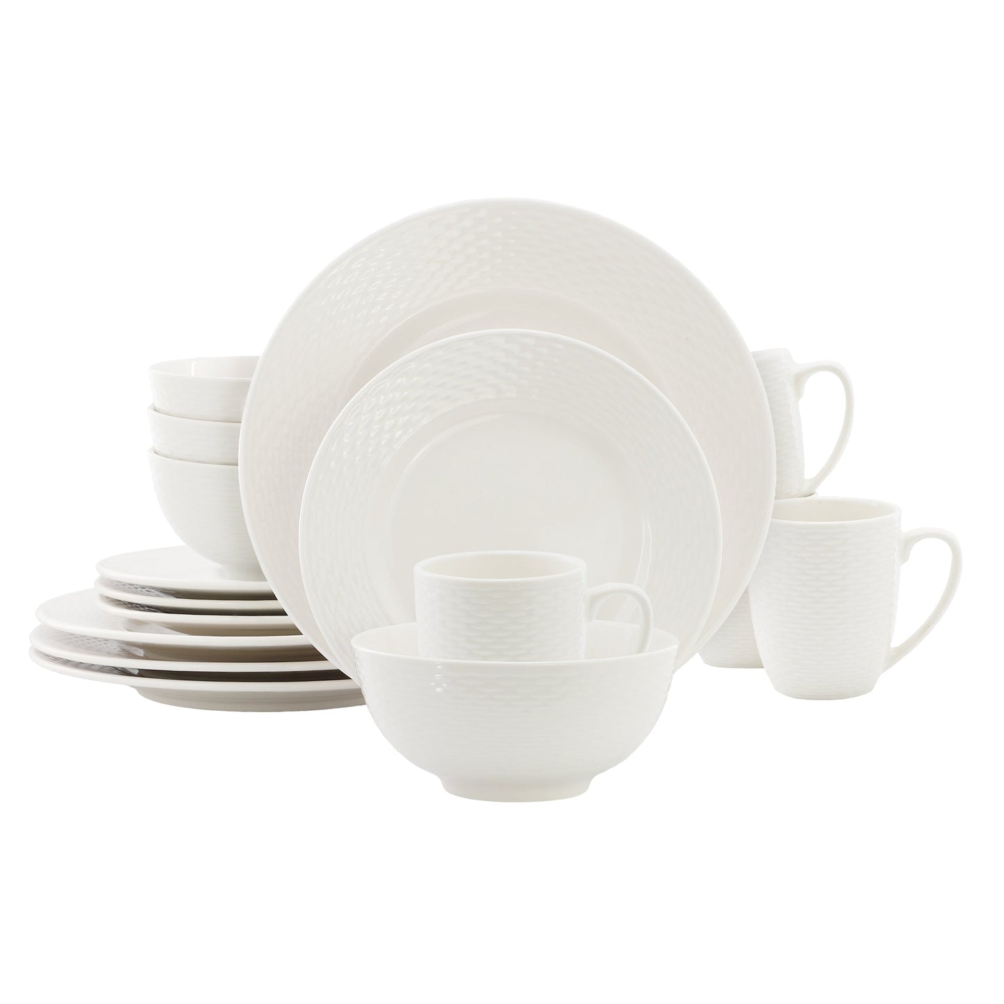 Elama Ophelia 16 Piece Stoneware Dinnerware Set in White LuxuryLifeWay Online Store