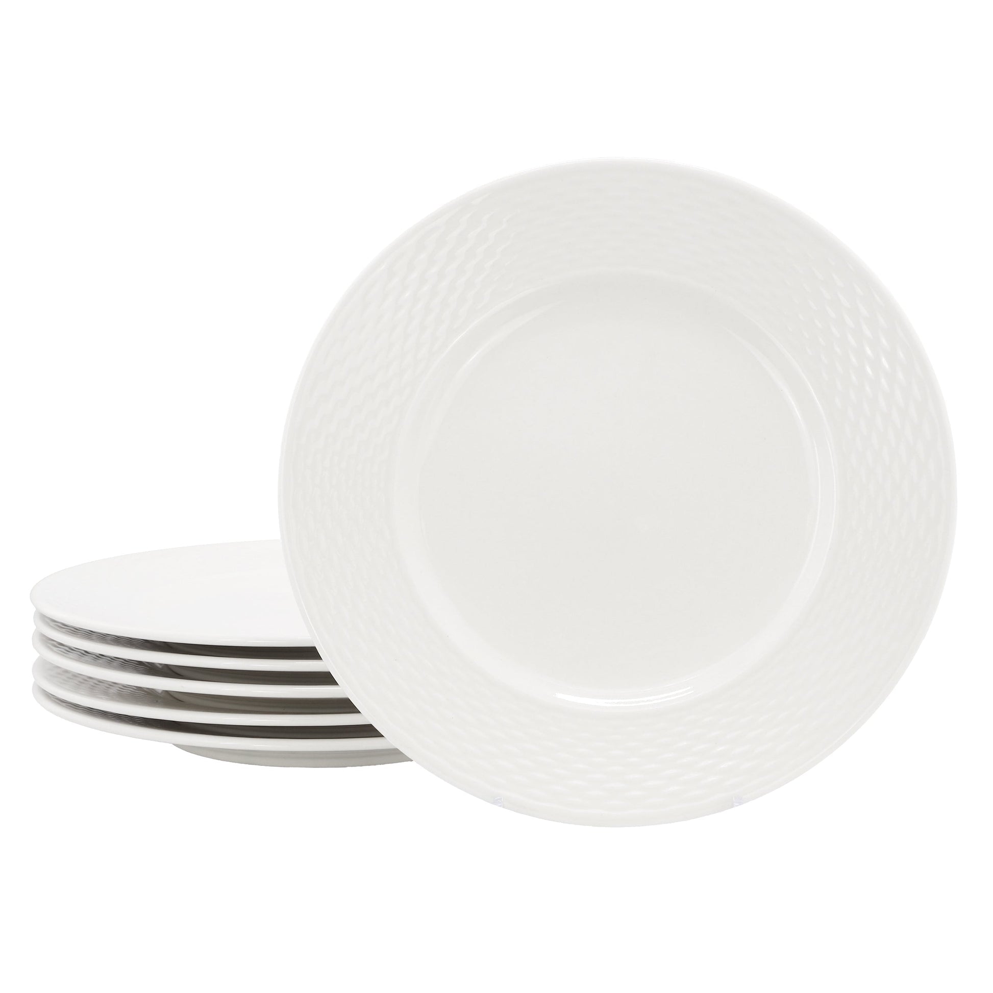 Elama Ophelia 6 Piece Stoneware Dinner Plate Set in White LuxuryLifeWay Online Store