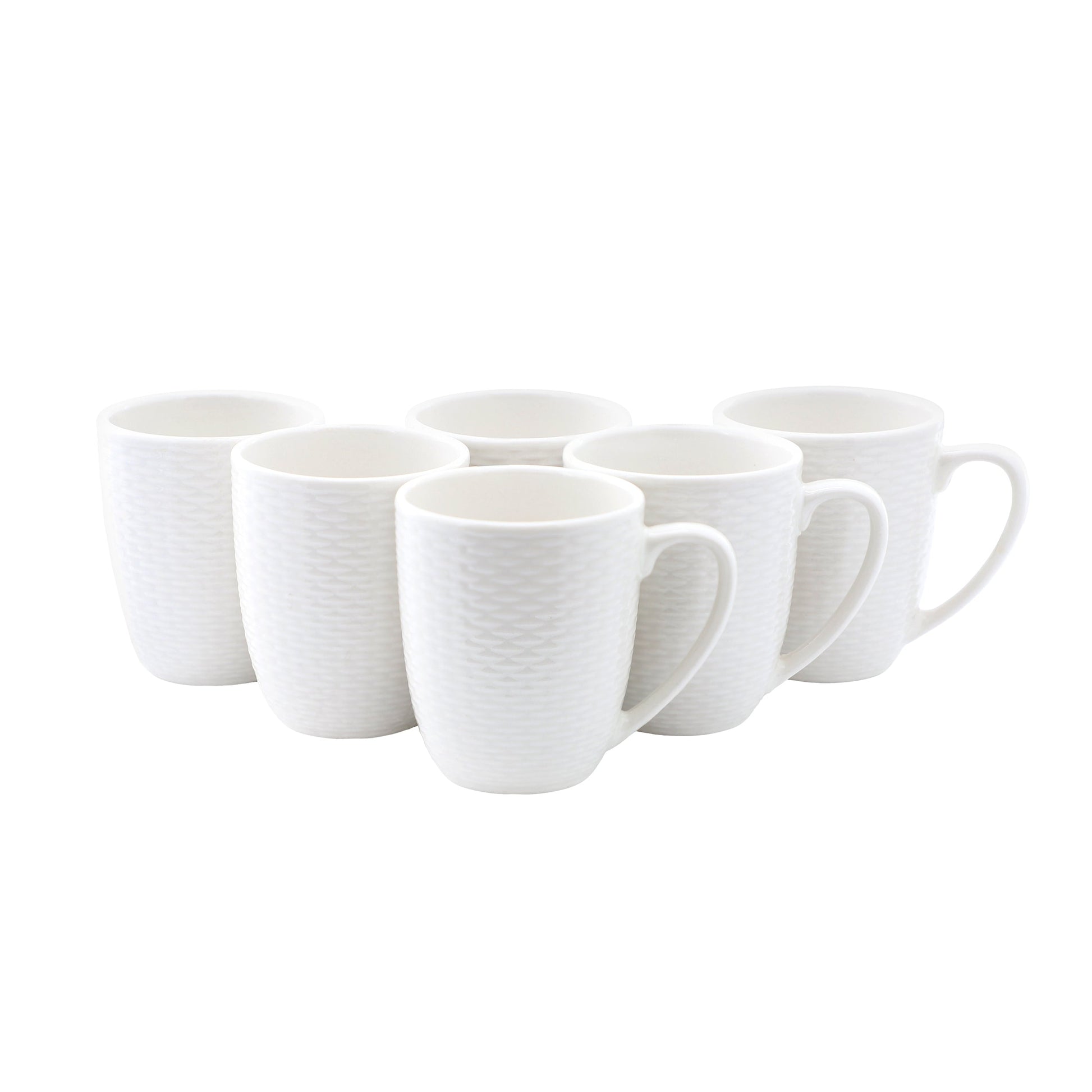 Elama Ophelia 6 Piece Stoneware 12 Ounce Mug Set in White LuxuryLifeWay Online Store