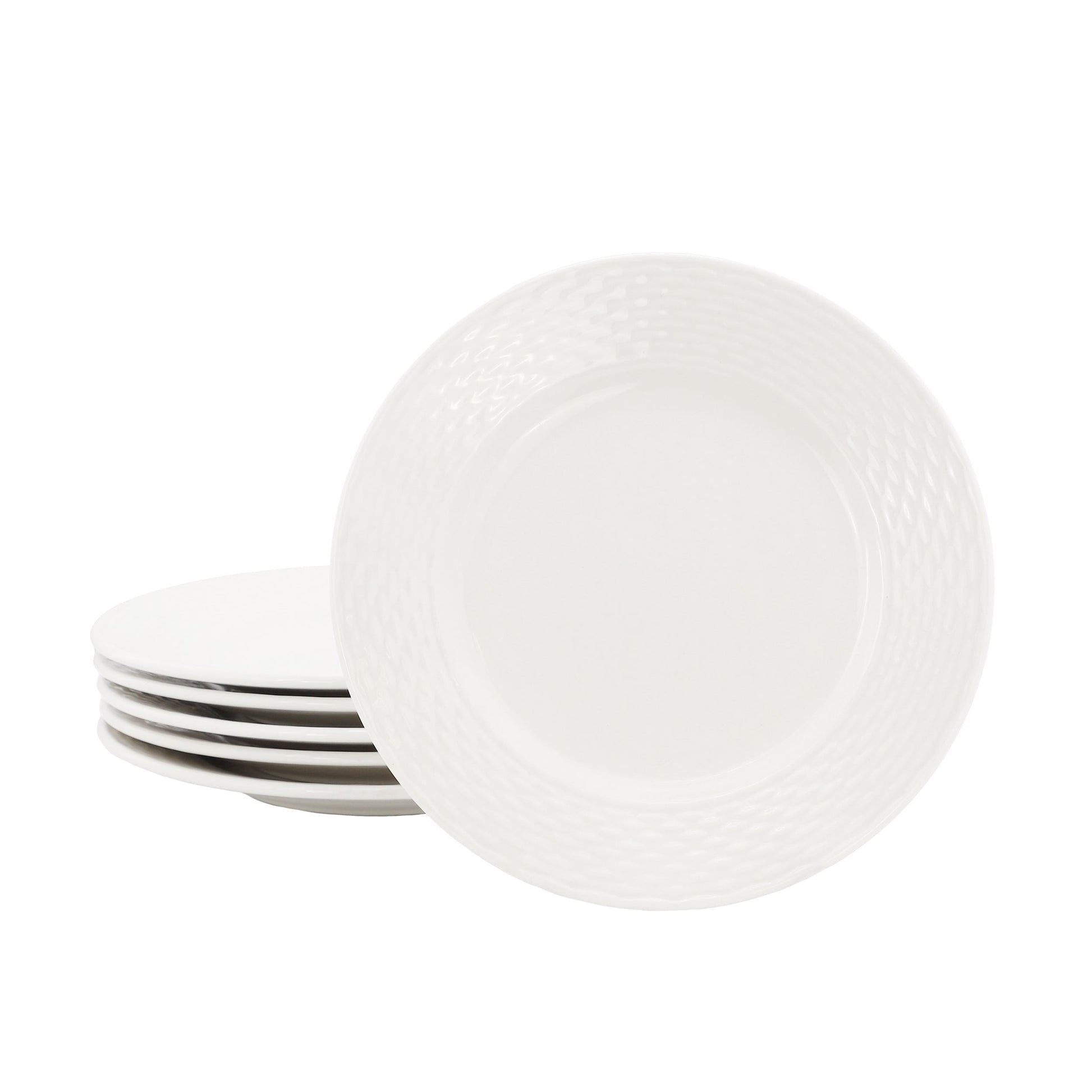 Elama Ophelia 6 Piece Stoneware Salad Plate Set in White LuxuryLifeWay Online Store