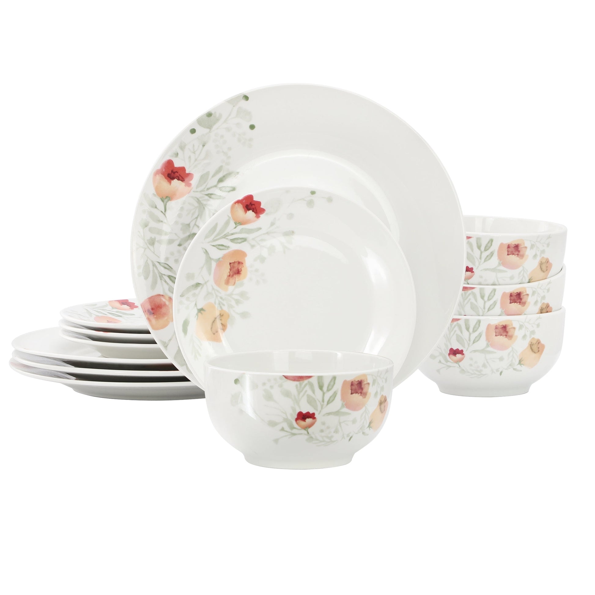 Elama Poppy 12 Piece Porcelain Dinnerware Set, Service for 4 LuxuryLifeWay Online Store