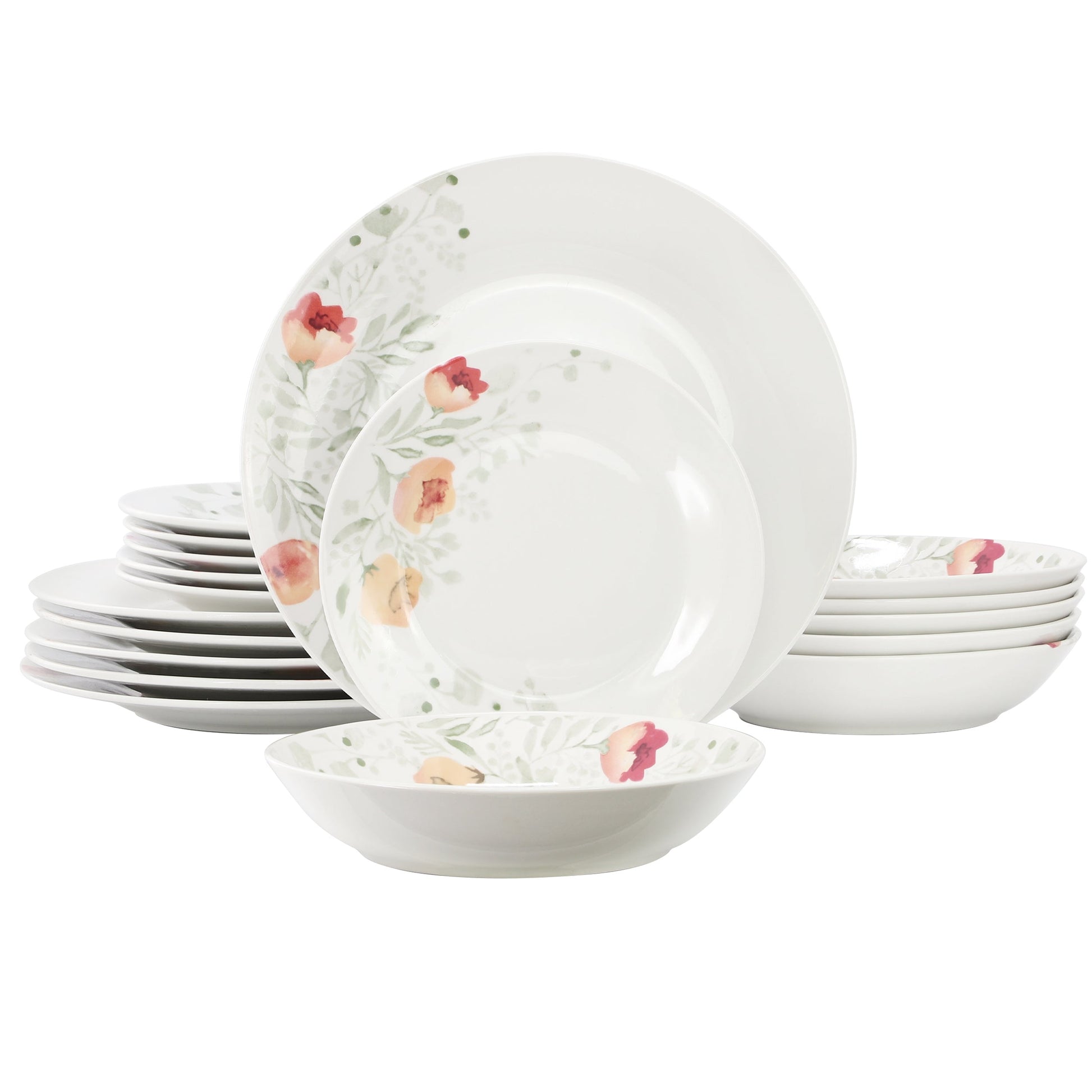 Elama Poppy 18 Piece Porcelain Dinnerware Set, Service for 6 LuxuryLifeWay Online Store