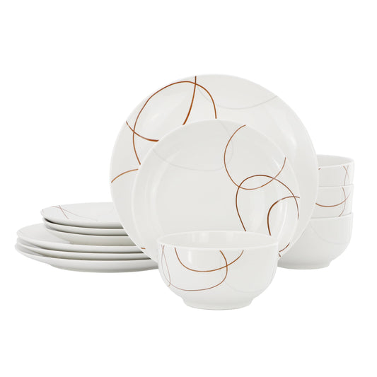 Elama Sydney 12 Piece Porcelain Dinnerware Set, Service for 4 LuxuryLifeWay Online Store