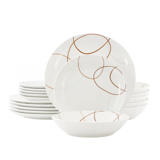 Elama Sydney 18 Piece Porcelain Dinnerware Set, Service for 6 LuxuryLifeWay Online Store