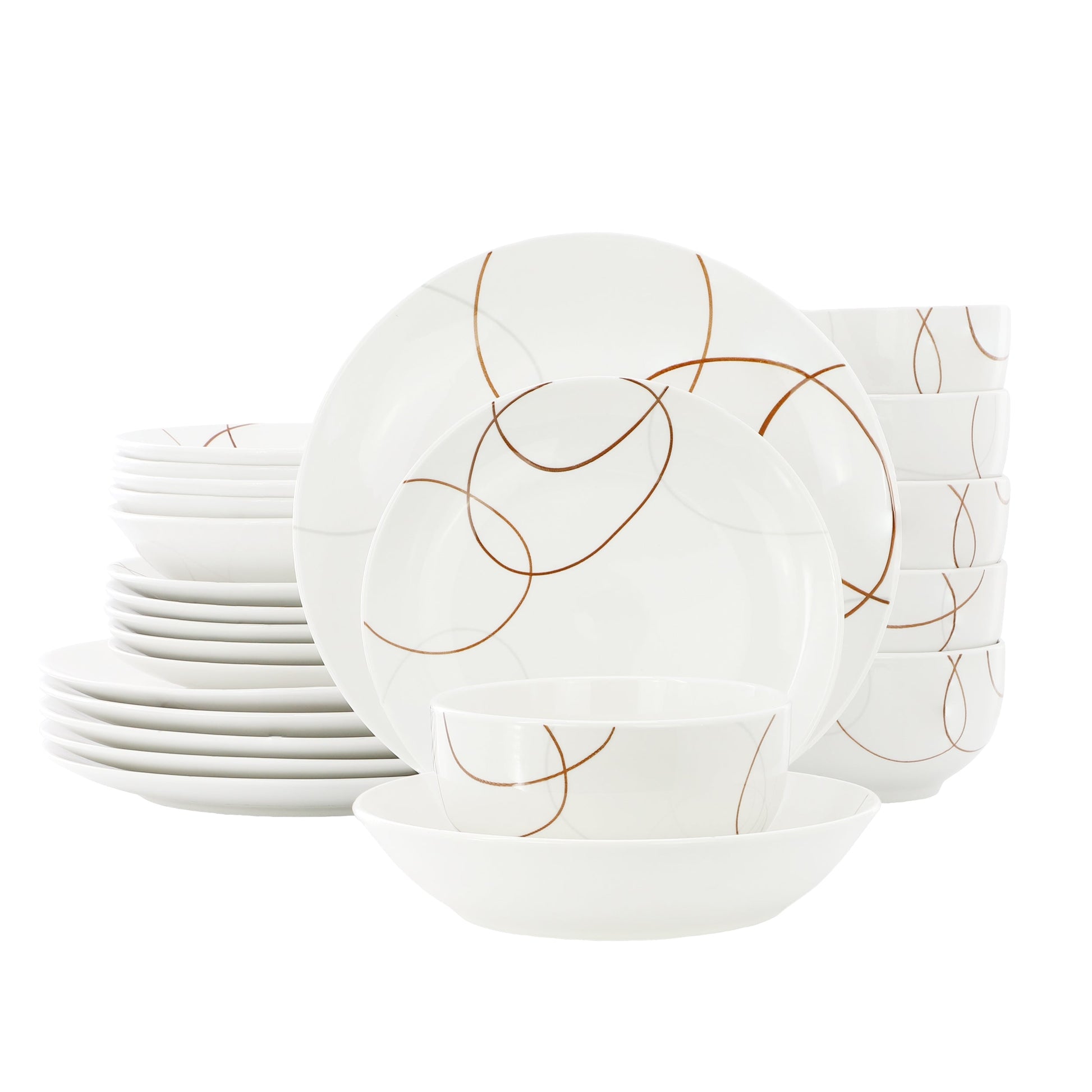 Elama Sydney 24 Piece Porcelain Double Bowl Dinnerware Set, Service for 6 LuxuryLifeWay Online Store