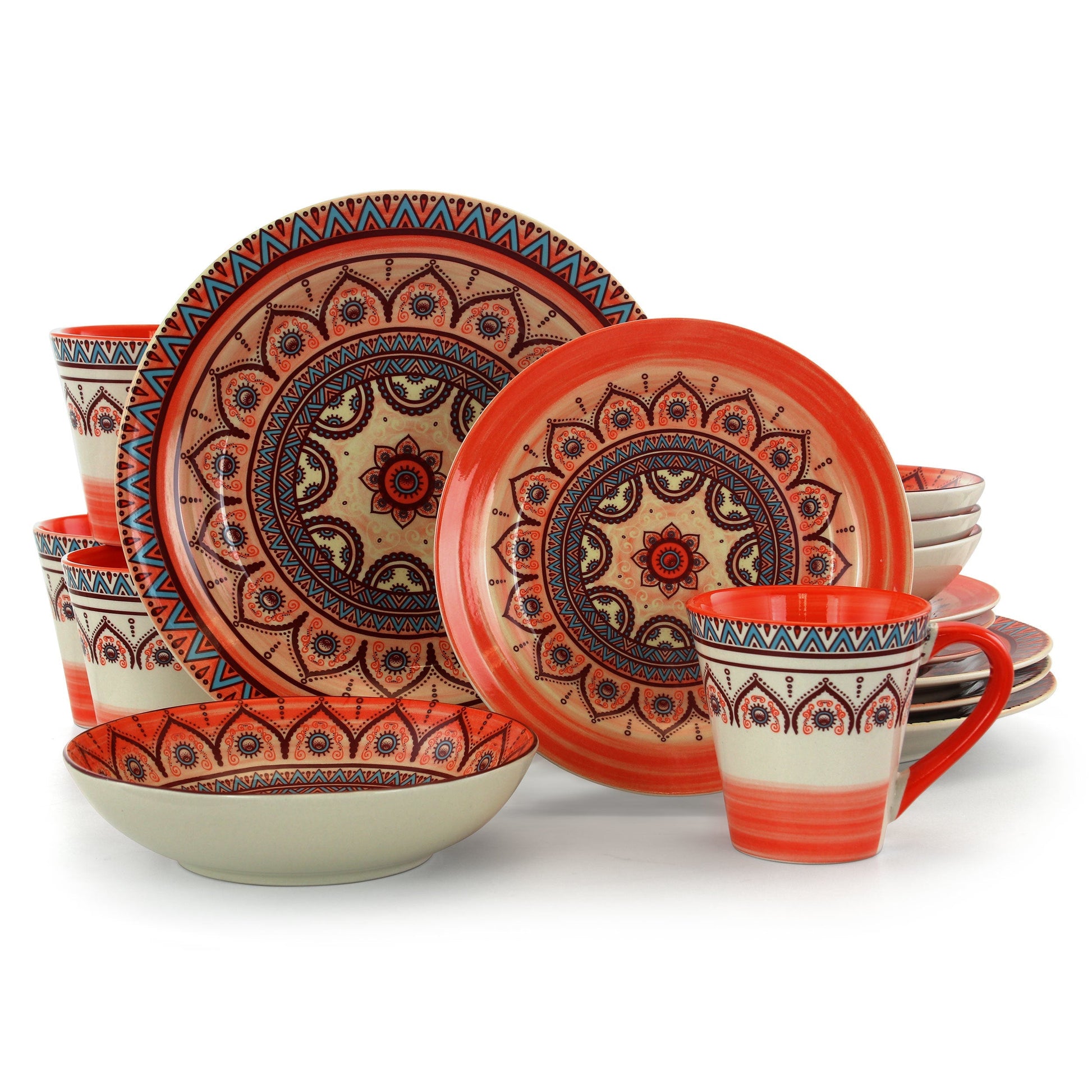 Elama Zen Rust Mozaik 16 Piece Dinnerware Set LuxuryLifeWay Online Store