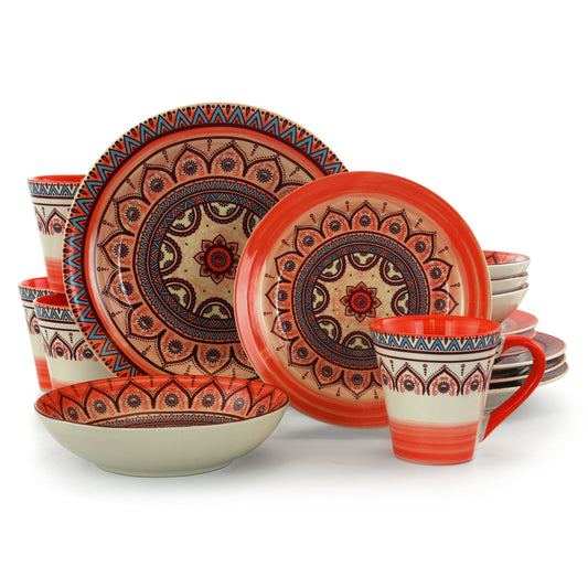 Elama Zen Rust Mozaik 16 Piece Dinnerware Set LuxuryLifeWay Online Store