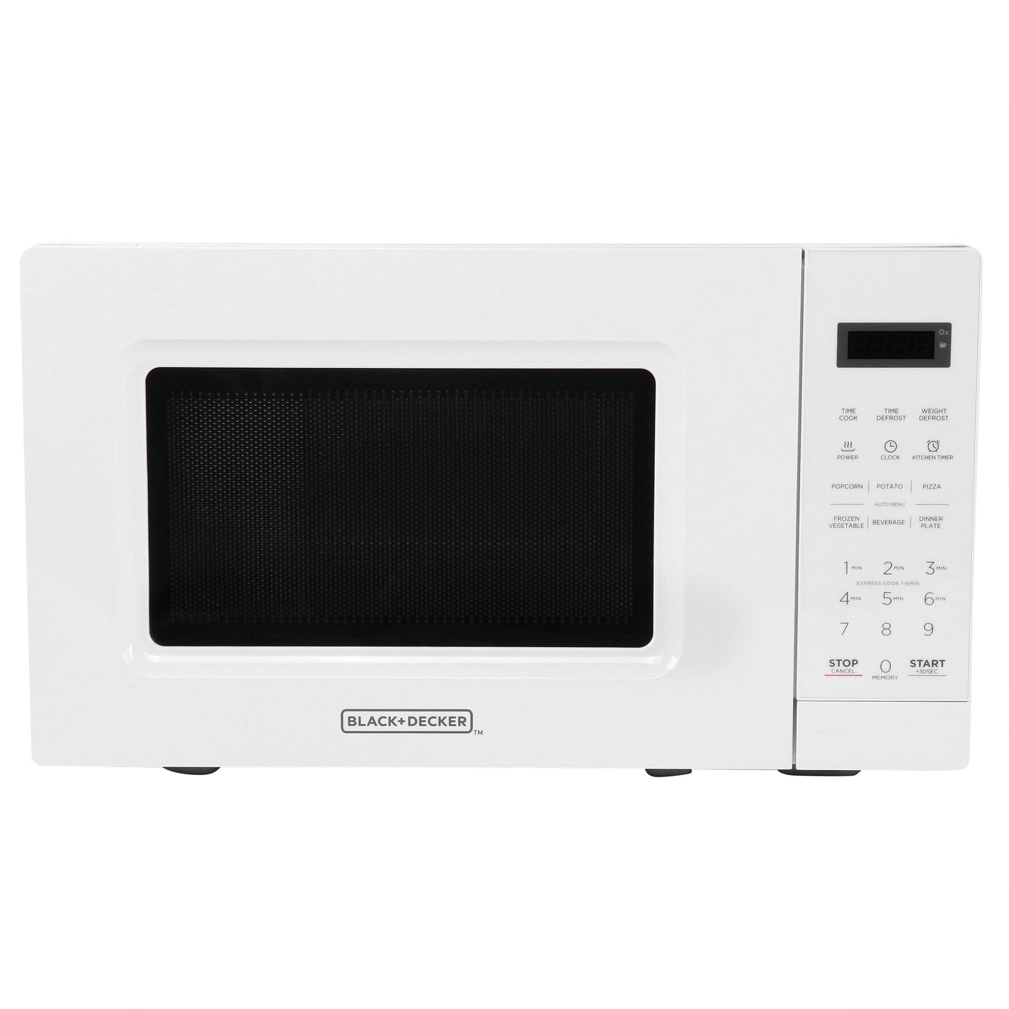 Black and Decker 0.7 Cu Ft 700 Watt LED Digital Microwave Oven in White with Child Safety Lock LuxuryLifeWay Online Store