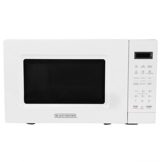 Black and Decker 0.7 Cu Ft 700 Watt LED Digital Microwave Oven in White with Child Safety Lock LuxuryLifeWay Online Store