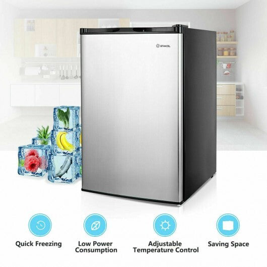 3 Cubic Feet Compact Upright Freezer with Stainless Steel Door