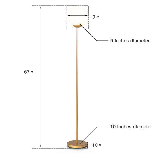Glass Globe LED Floor Lamp with Glass Lampshade-Golden LuxuryLifeWay Online Store