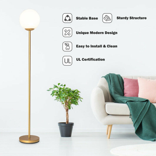 Glass Globe LED Floor Lamp with Glass Lampshade-Golden LuxuryLifeWay Online Store