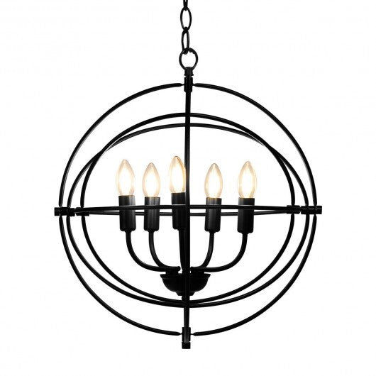 20 Inch 5 Lights Metal Chandelier with Pivoting Interlocking Rings LuxuryLifeWay Online Store