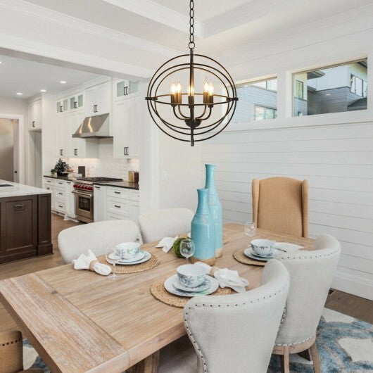 20 Inch 5 Lights Metal Chandelier with Pivoting Interlocking Rings LuxuryLifeWay Online Store