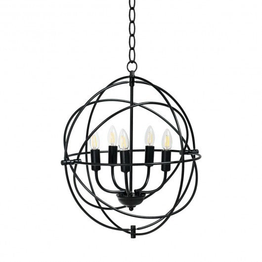 20 Inch 5 Lights Metal Chandelier with Pivoting Interlocking Rings LuxuryLifeWay Online Store