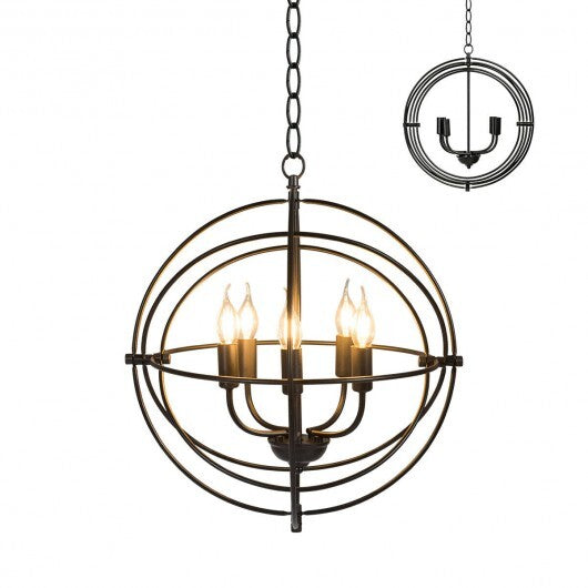 20 Inch 5 Lights Metal Chandelier with Pivoting Interlocking Rings LuxuryLifeWay Online Store