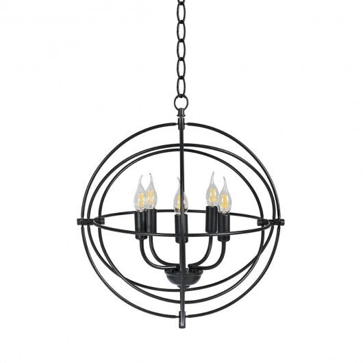 20 Inch 5 Lights Metal Chandelier with Pivoting Interlocking Rings LuxuryLifeWay Online Store