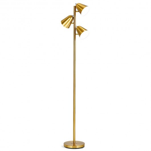 64 Inch 3-Light LED Floor Lamp Reading Light for Living Room Bedroom-Golden - Color: Golden LuxuryLifeWay Online Store