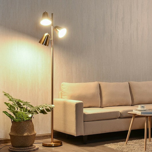 64 Inch 3-Light LED Floor Lamp Reading Light for Living Room Bedroom-Golden - Color: Golden LuxuryLifeWay Online Store