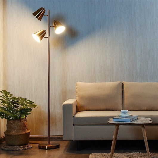 64 Inch 3-Light LED Floor Lamp Reading Light for Living Room Bedroom-Golden - Color: Golden LuxuryLifeWay Online Store