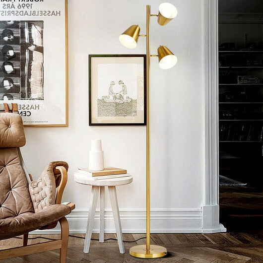 64 Inch 3-Light LED Floor Lamp Reading Light for Living Room Bedroom-Golden - Color: Golden LuxuryLifeWay Online Store