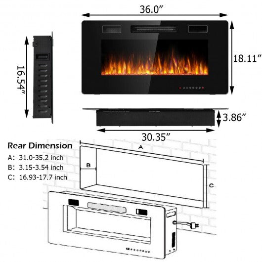 36 Inch Ultra Thin Wall Mounted Electric Fireplace LuxuryLifeWay Online Store