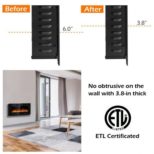 36 Inch Ultra Thin Wall Mounted Electric Fireplace LuxuryLifeWay Online Store