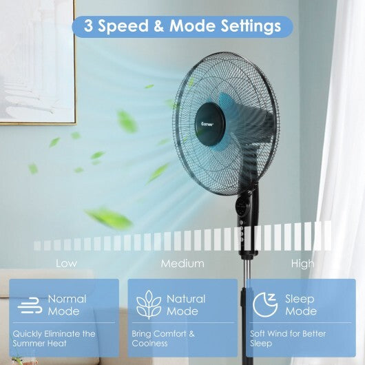 16 Inches Adjustable Height Fan with Quiet Oscillating Stand for Home and Office LuxuryLifeWay Online Store