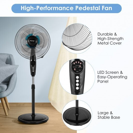 16 Inches Adjustable Height Fan with Quiet Oscillating Stand for Home and Office LuxuryLifeWay Online Store