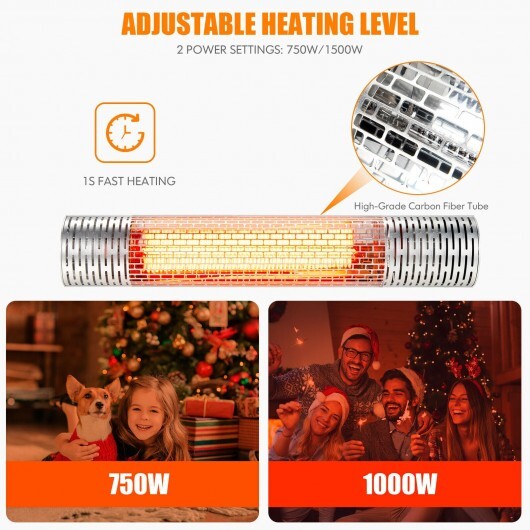 1500W Indoorand Outdoor Electric Heater with 2 Power Settings -Silver LuxuryLifeWay Online Store