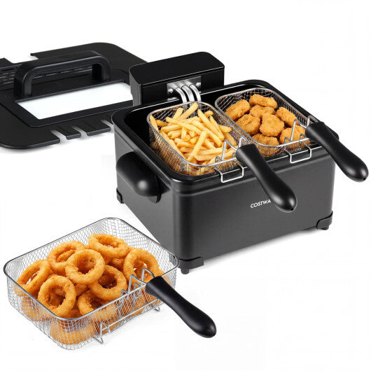 5.3-Qt Electric Deep Fryer with 3 Baskets 1700W LED Touch Screen and 6 Presets-Black LuxuryLifeWay Online Store