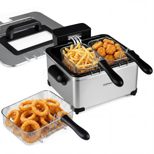5.3-Qt Electric Deep Fryer with 3 Baskets 1700W LED Touch Screen and 6 Presets-Black LuxuryLifeWay Online Store