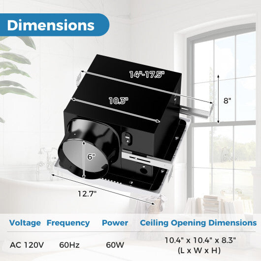 200 CFM Bathroom Exhaust Fan with Metal Housing and 6 Inches Duct for 200 Sq.Ft LuxuryLifeWay Online Store
