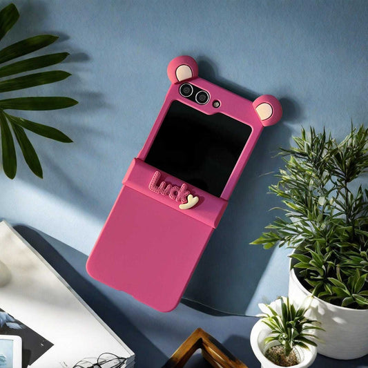 Cute Ears Lucky Hinge Case for Samsung Galaxy Z Flip 3 4 5 6 Motorola Razr 40 50 Ultra Xiaomi Mix Flip Protective Cover LuxuryLifeWay Online Store
