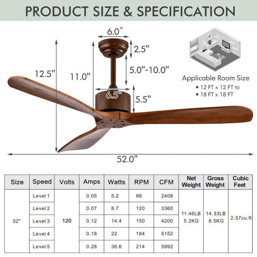52 Inch Modern Brushed Nickel Finish Ceiling Fan with Remote Control LuxuryLifeWay Online Store