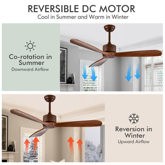 52 Inch Modern Brushed Nickel Finish Ceiling Fan with Remote Control LuxuryLifeWay Online Store