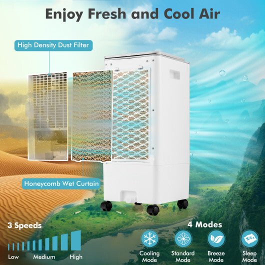 3-in-1 Evaporative Portable Air Cooler with 3 Modes include Remote Control-White LuxuryLifeWay Online Store