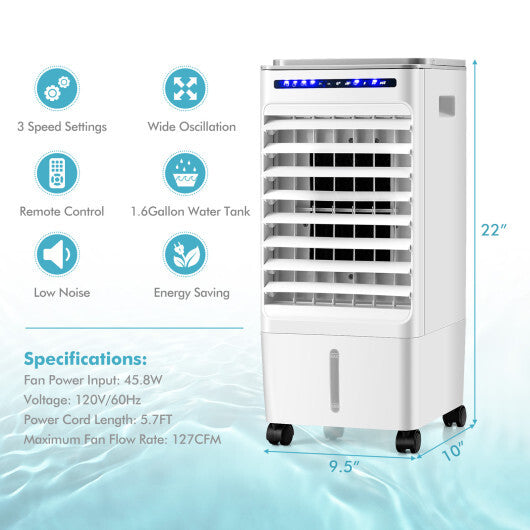 3-in-1 Evaporative Portable Air Cooler with 3 Modes include Remote Control-White LuxuryLifeWay Online Store