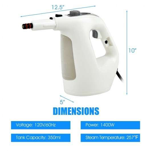 1400W Multipurpose Pressurized Steam Cleaner With 17 Pieces Accessories-Gray LuxuryLifeWay Online Store