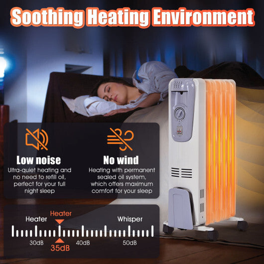 1500W Oil Filled Radiator with Thermostat and 4 Bottom Wheels LuxuryLifeWay Online Store