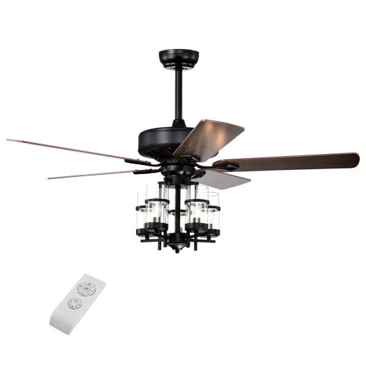 50 Inch Noiseless Ceiling Fan Light with Explosion-proof Glass Lampshades-Black LuxuryLifeWay Online Store