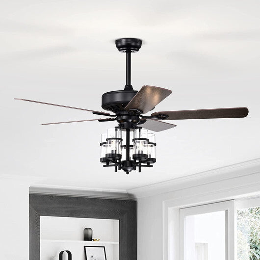 50 Inch Noiseless Ceiling Fan Light with Explosion-proof Glass Lampshades-Black LuxuryLifeWay Online Store