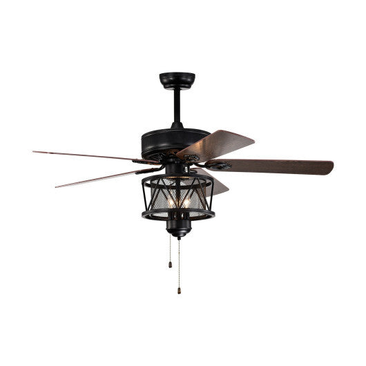 50 Inches Ceiling Fan with Lights Reversible Blades and Pull Chain Control-Black LuxuryLifeWay Online Store