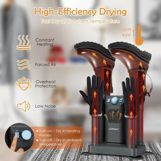 Electric Shoe Boot Dryer 4 Shoes with 180 Mins Timer Ozone Disinfection-Gray - Color: Gray LuxuryLifeWay Online Store