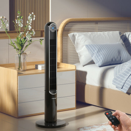 42 Inch 80 Degree Tower Fan with Smart Display Panel and Remote Control-Black LuxuryLifeWay Online Store