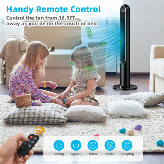 42 Inch 80 Degree Tower Fan with Smart Display Panel and Remote Control-Black LuxuryLifeWay Online Store