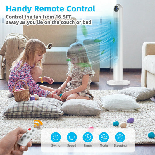 42 Inch 80 Degree Tower Fan with Smart Display Panel and Remote Control-Black LuxuryLifeWay Online Store