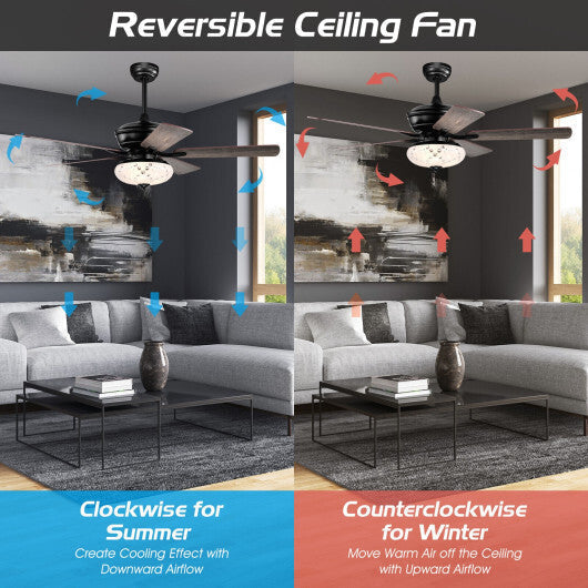 52 Inch Ceiling Fan with 3 Wind Speeds and 5 Reversible Blades-Gray - Color: Gray LuxuryLifeWay Online Store